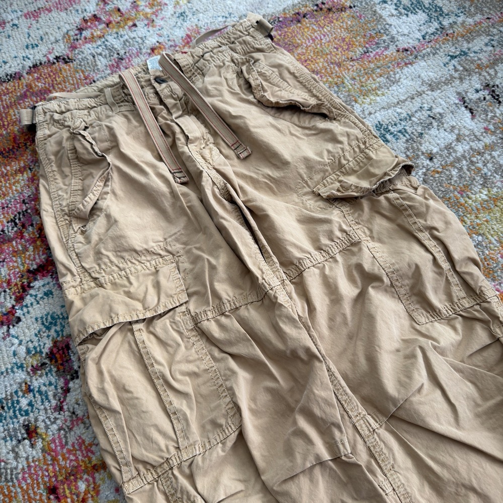 Vintage American Eagle Y2K Loose Fit Cargo Pants Khaki Tan 28x30 Paratrooper